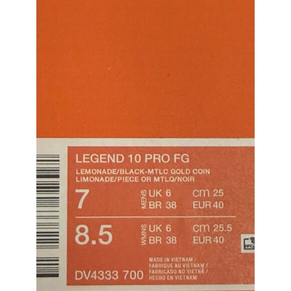 Nike Tiempo Legend 10 Pro FG Soccer Cleats Yellow DV4333-700 Men’s Size 7 US main image 5
